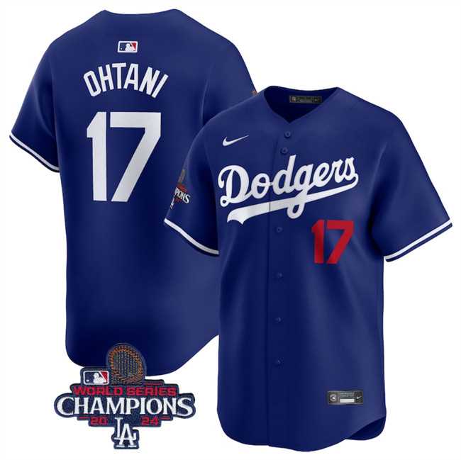 Mens Los Angeles Dodgers #17 Shohei Ohtani Royal 2024 World Series Champions Alternate Limited Stitched Baseball Jersey